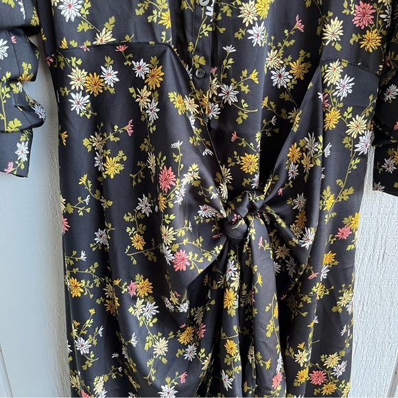 Cinq à Sept Jacey Floating Daisies Shirtdress High Low in Black Multi Size 8 - Picture 5 of 12